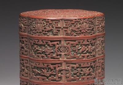 图片[2]-Three tiered set of carved polychrome lacquer boxes in the shape of six lobes, Qing dynasty (1644-1911)-China Archive